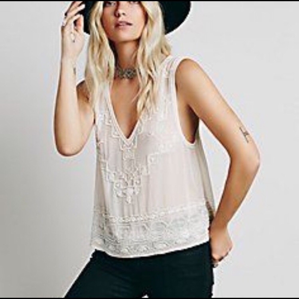 Free People Run With It Beaded Tank
